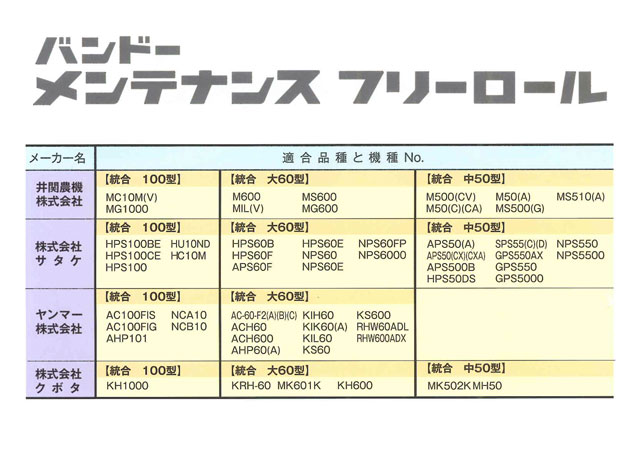 バンドー】 もみすりロール メンテンナスフリーロール 統合 中50型セット【田舎の農機具専門店 １００％農家！ くぢら】